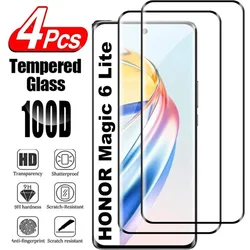 Premium 4 - Pack HD 3D Curved Ultrasonic Fingerprint Tempered Glass Screen Protectors for Tempered glass (Honor Magic 6 Lite)
