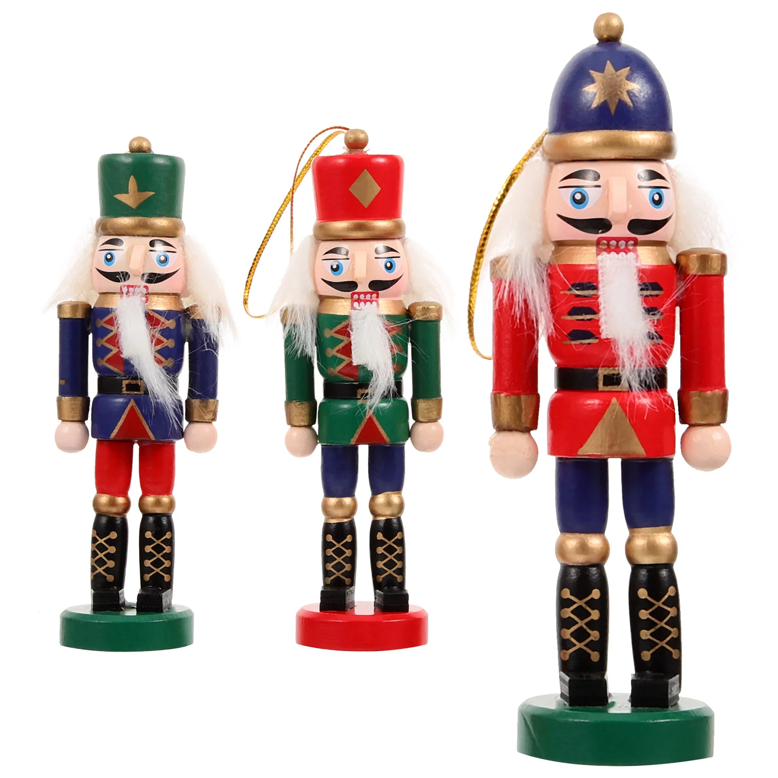 

3 Pcs Nutcracker Wood Christmas Decorations Wooden Xmas Nutcrackers Craft Pendant Crafts