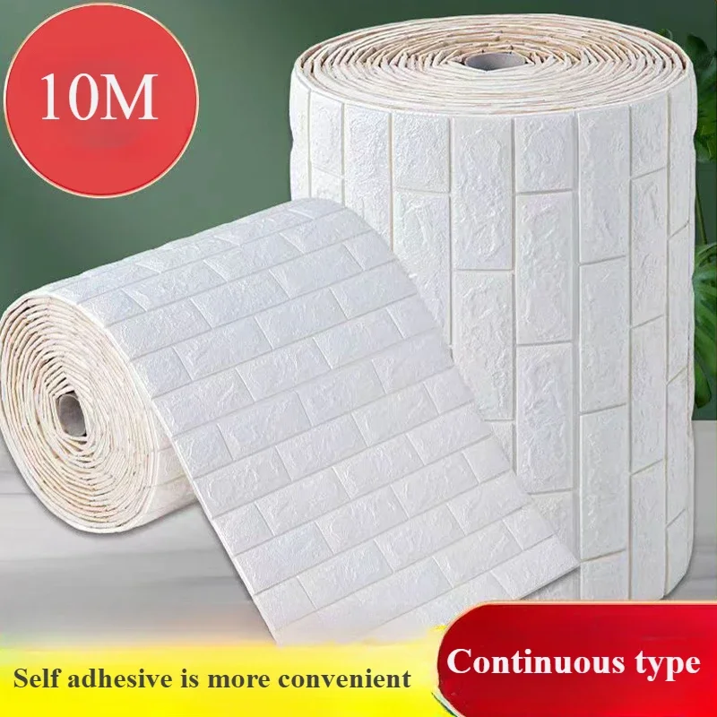 70cmx1m/5m/10m Metre 3D Soft Foam Brick Wallpaper Sticker Self Adhesive Living Room Home Kitchen Bathroom Decorative Wall Paper