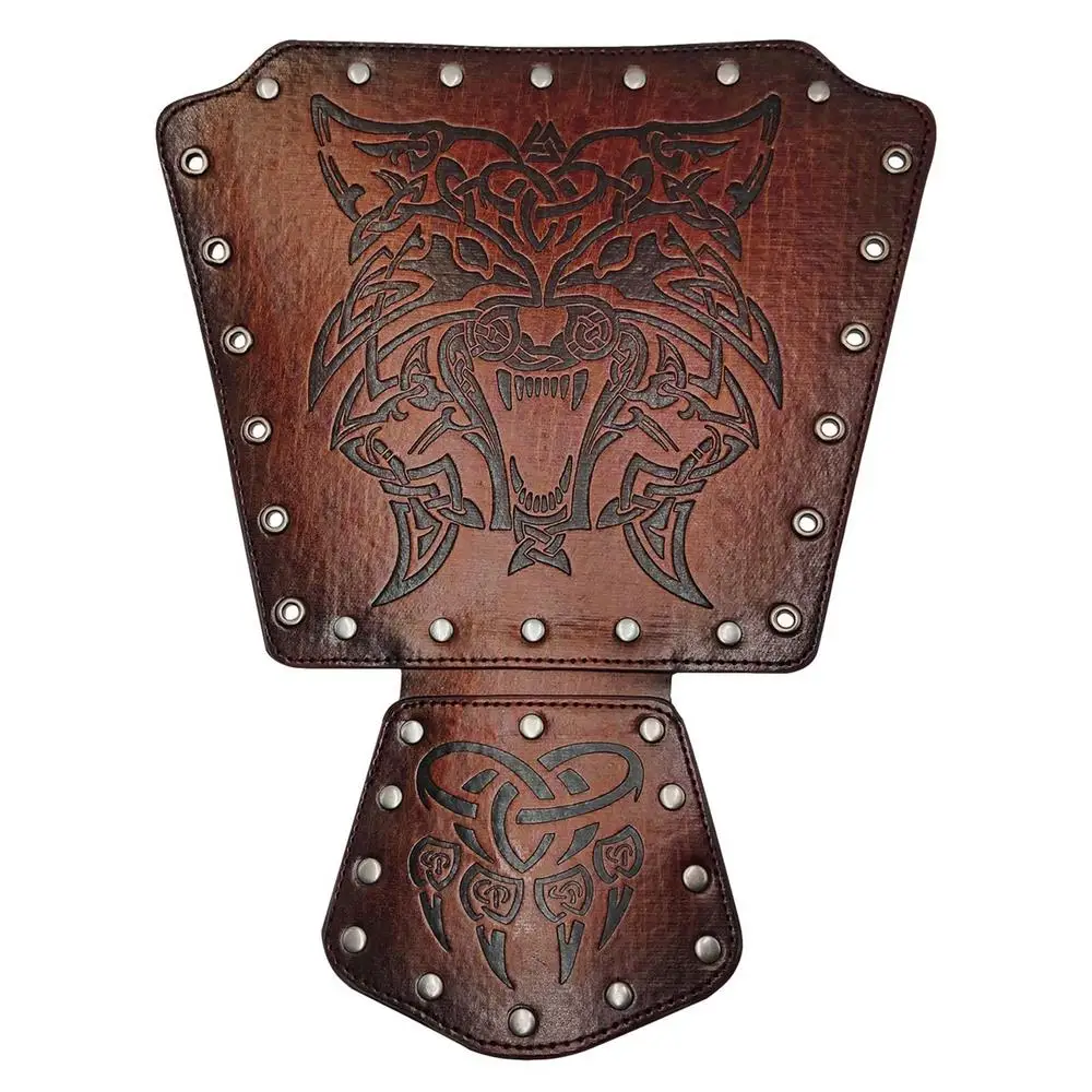 HiiFeuer Viking Vegvisir Reliéfní Kožené Brnění Na Paže 3 Barvy LARP Gauntlet Leather Armor Bracer