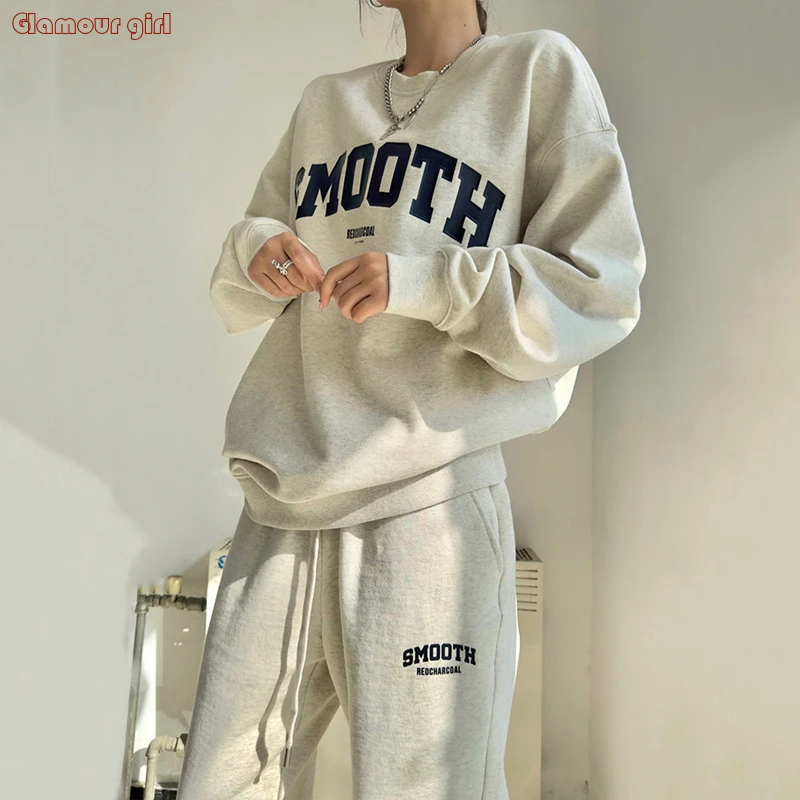 Running Hoodie SportS Suit For Women, PoPular On The Internet In Spring Autumn, Loose Fitting, Slimming And Fashionable Korean