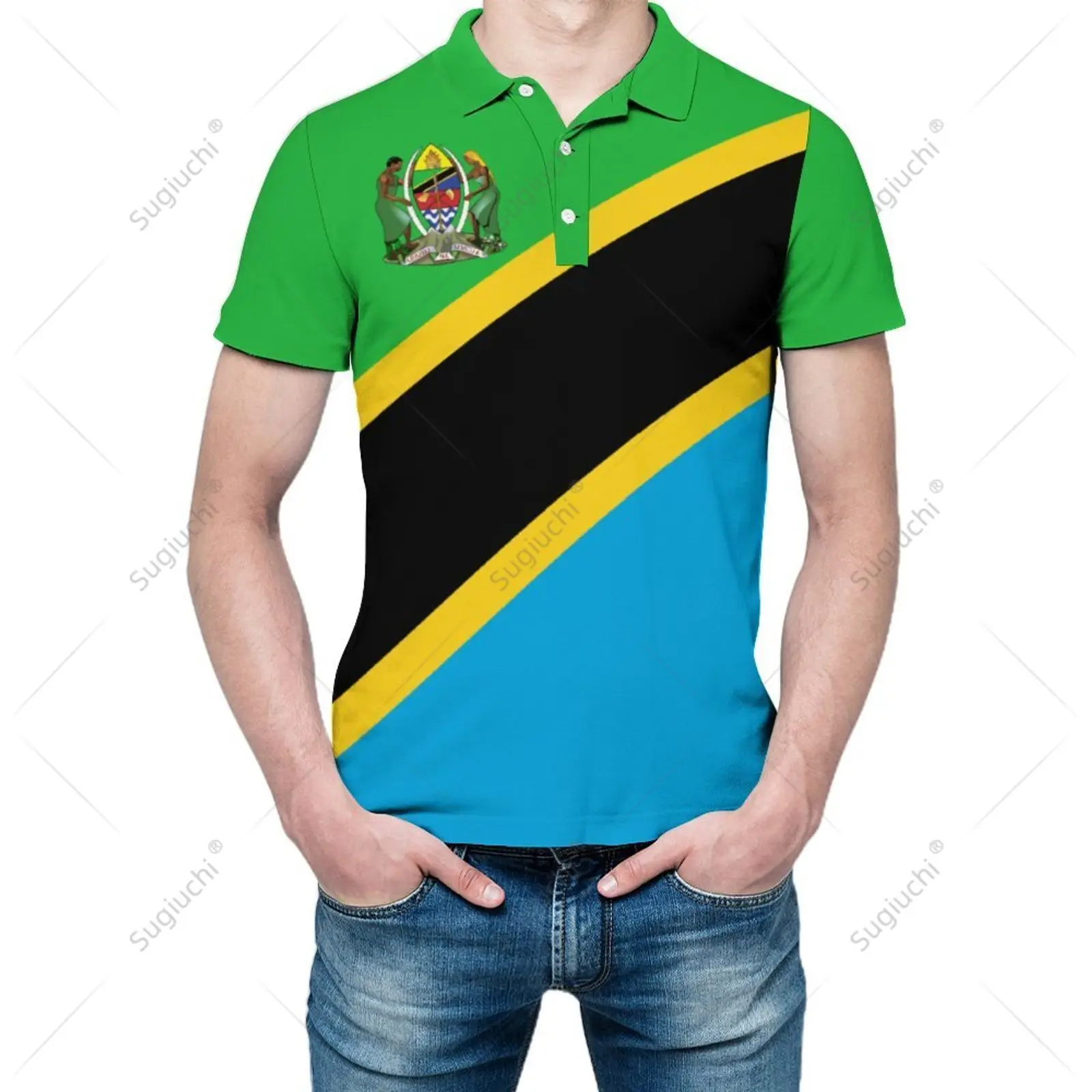 Polo Unisex Bandiera Tanzania Stampa 3D Uomo Polo Abbigliamento Moda Tute Maniche Corte