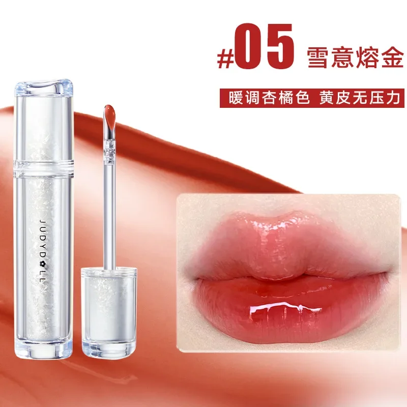 Judydoll Ice Iron Lip Glaze: Non-Stick, Mirror Shine, Watery Lip Lotion with Metal Brush Head