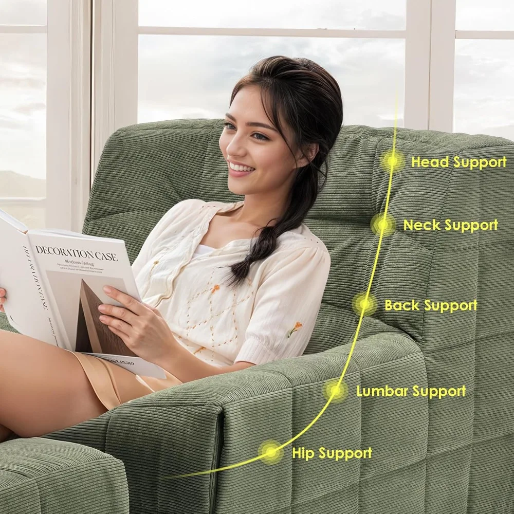 Oversized Bean Bag Chair for Adults with Ottoman – Comfy Lazy Sofa with Headrest & High-Density Memory Foam 3