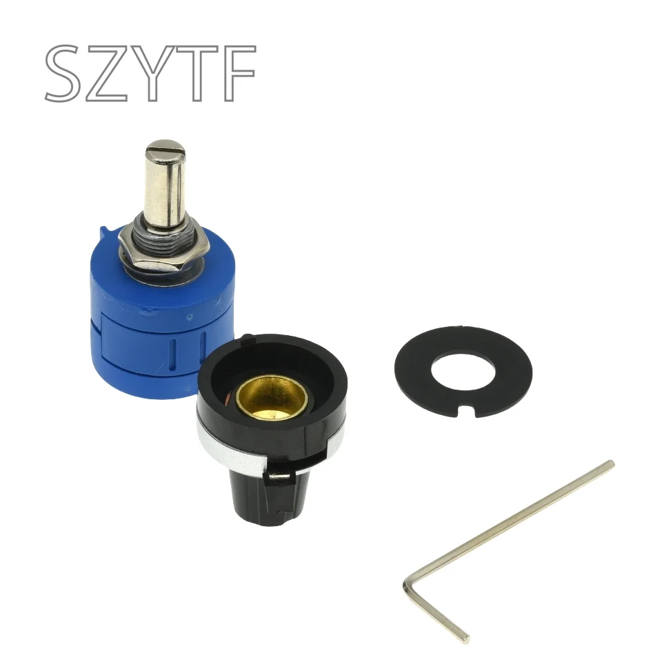 3590S-2 3590S Series Precision Multiturn Potentiometer 10 Ring Adjustable Resistor + 1PCS Turns Counting Dial Rotary 6.35mm Knob multiturn potentiometer