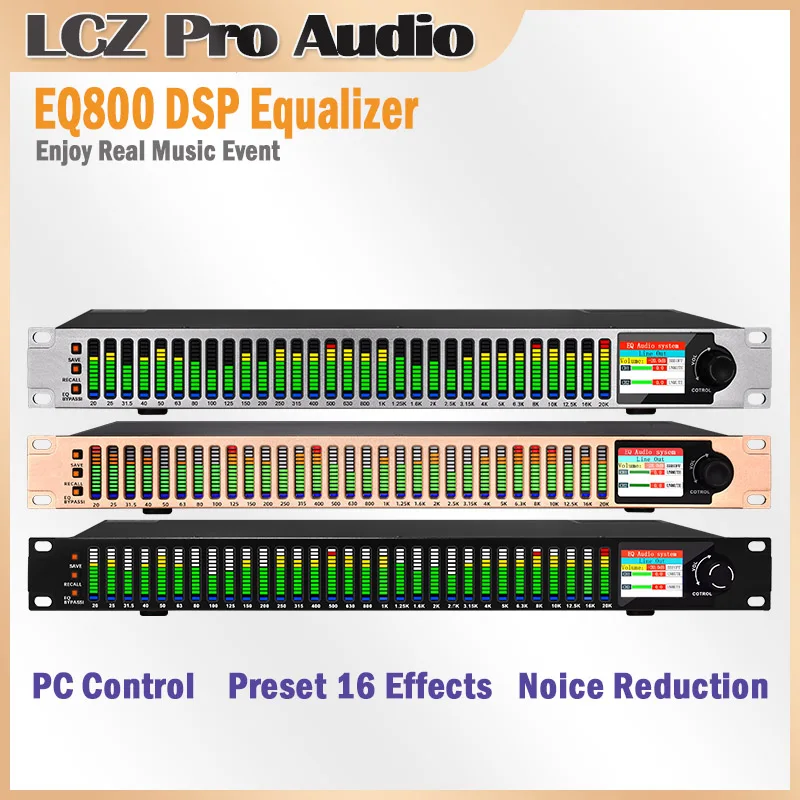 LCZAudioEQ800Digital31BandGraphicEqualizerPCControlProfessionalDSPAudioEquipment