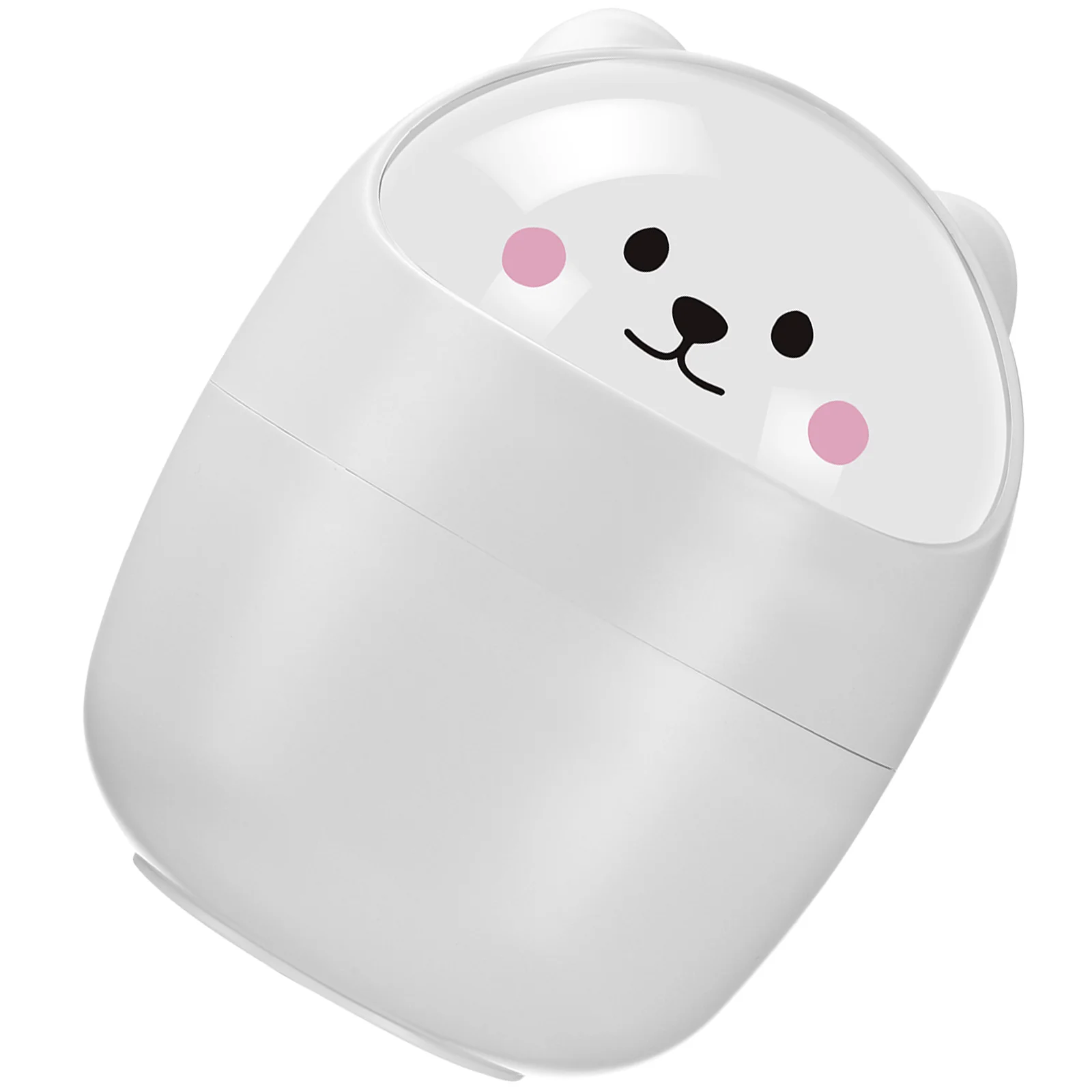 

Small Trash Can Cartoon: Desk Garbage Bin Container with Lid Waste Basket for RV Office Bedroom Dorm White