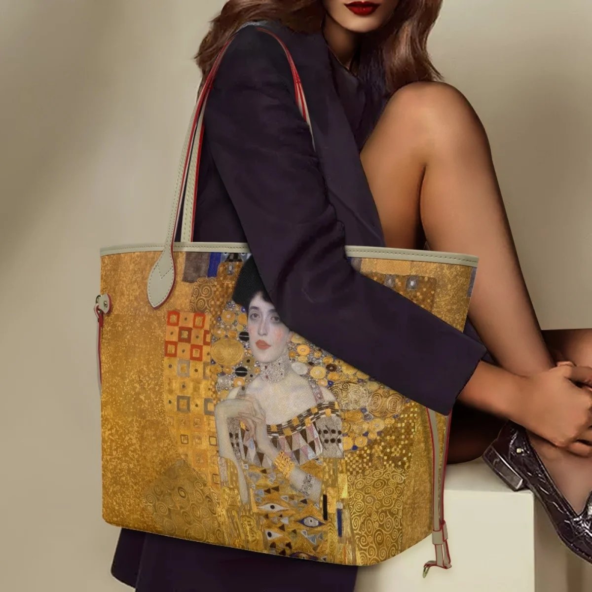 

Classic Oil Painting Casual Clutches Durable Water Proof Women Shoulder Handbag Personalized Design Outdoor Shopping Female Tote