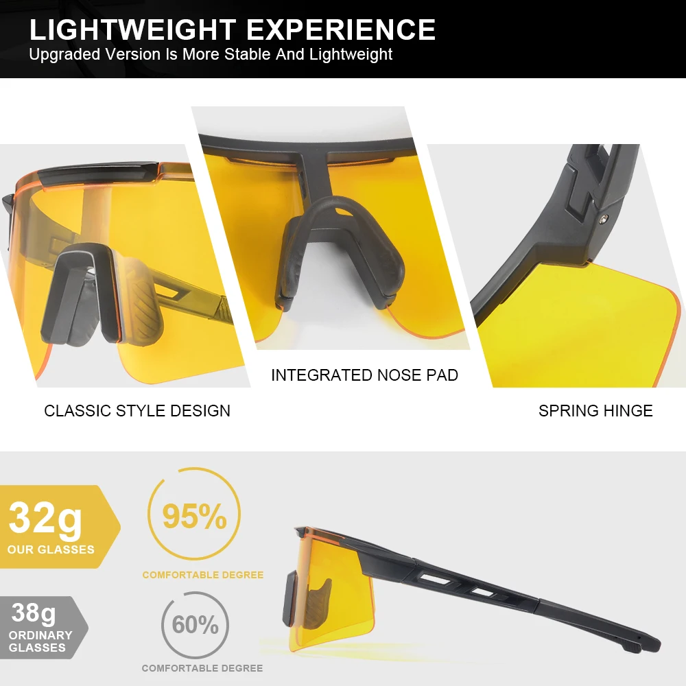 CRIXALIS Oversized Night Vision Sunglasses for Men Women Fashion Outdoors Sports Goggles Sun Glasses Male Yellow Lens UV400