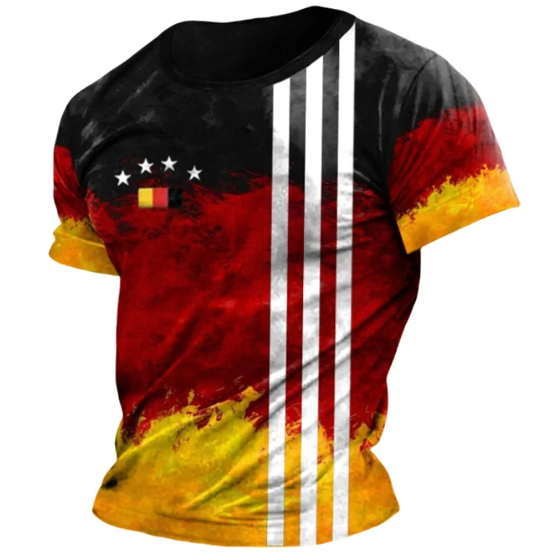 

Germany Men's T-Shirt Deutschland Flag Print O-Neck Short Sleeve Loose Tee Shirts Streetwear Summer Men's Handsome Clothing 3XL