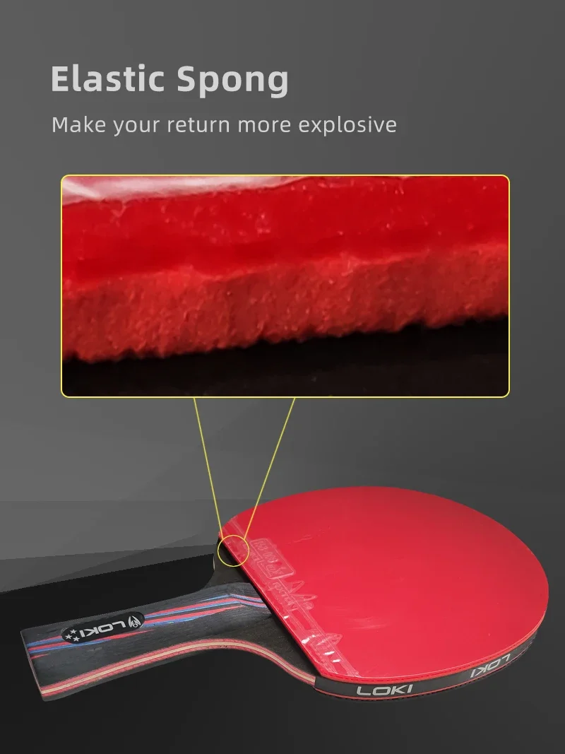 Description Picture 5 of itemLoki X3 Ping Pong Racket Pimples-in Table Tennis Racket with ITTF Rubber 5 Wood Blade Elastic Sponge and Hard Shell Cover