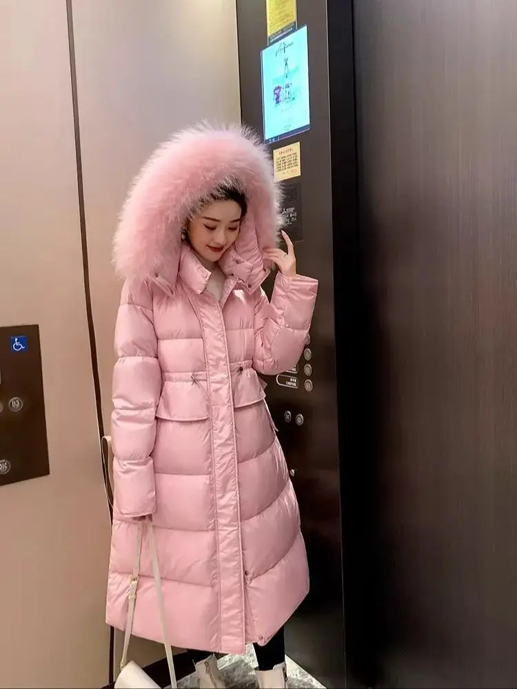 【ふーちゃん 】クラネCOLOR DOWN CHESTER COAT Winter Over The Knee Long Waterproof Duck Down Coats Female