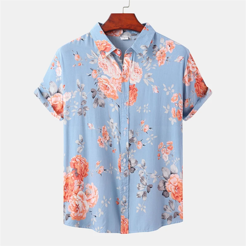 Flowers 3d Printed Shirt For Men's Clothing Colorful Design Pattern Harajuku Shirts Casual Fashion Street Lapel Button Blouse 2