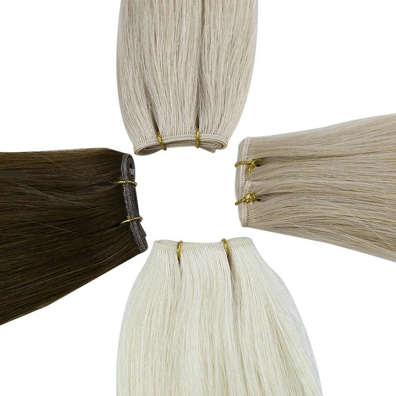 Straight Brazilian Genius Weft Natural Human Hair Bundles Double Drawn Invisible Human Hair Weaves 100G Women 14&ldquo;-28&lsquo;&rsquo;