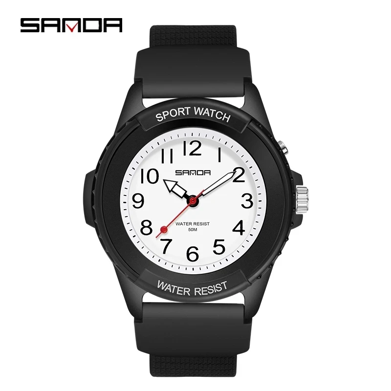 SANDA Women Watch Sports Watch Quartz 50M Waterproof Blue Silicone Strap Luminous Dial Fashion Womens Watches Reloj Mujer 6018