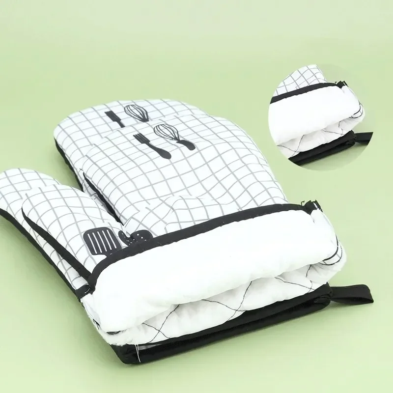 Anti-Scalding Microwave Cotton Gloves Insulation Pads Thickened Heat-Resistant Kitchen Oven Baking Barbecue Tools 2pcs/set kitchen gloves cotton pot holders