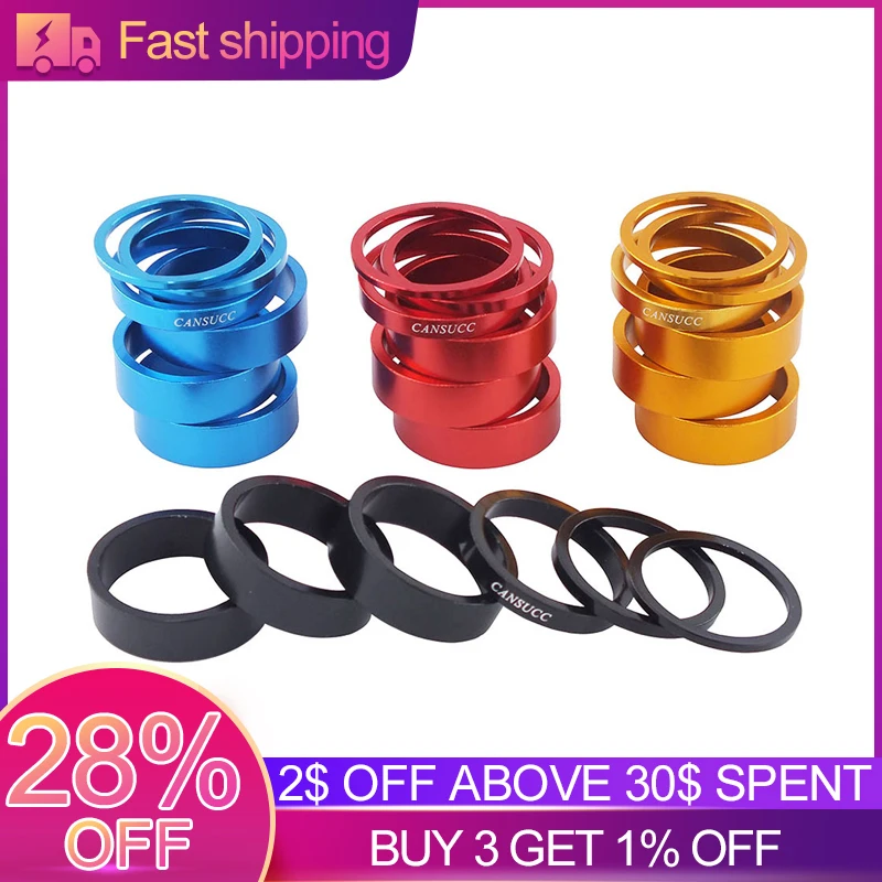 6x Bike Headset Washer Bicycle Front Fork Spacers Aluminum Alloy