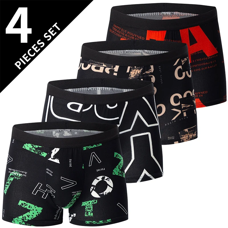 4-piece MEN’S FASHION Printed Underwear Breathable Crotch Boxers for Teenagers Comfortable plus Size Underwear up to 6XL. BEST SELLERS