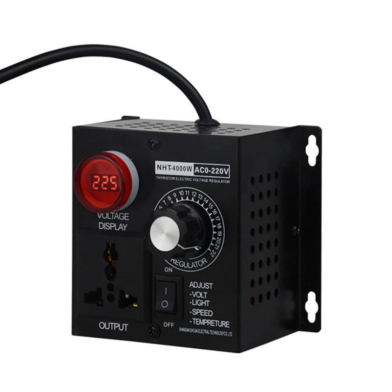 

4000W Voltage Regulator Portable Speed Adjustable Voltage Regulator Compact Variable Voltage Controller Easy Install EU Plug