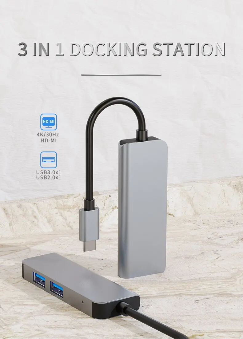 USB C Hub 3 in 1 Multiport Adapter with 4K HDMI USB 3 0 2 0 jpg