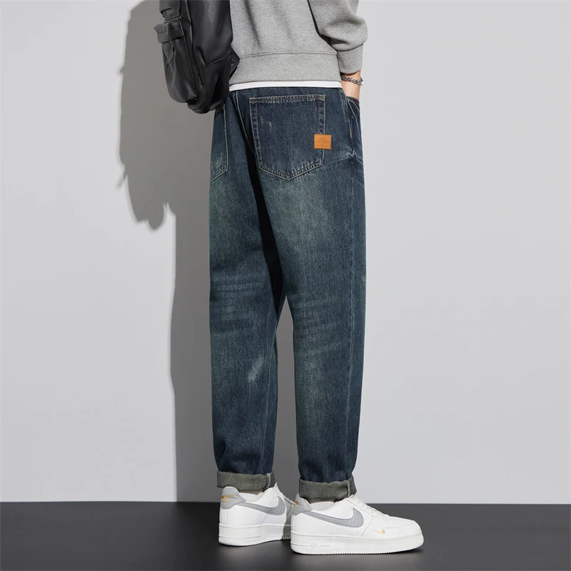 

Autumn and Winter Jeans Mens Trend Loose Casual Straight Leg Long Pants Cargo Baggy Y2k Hombre Denim Trousers