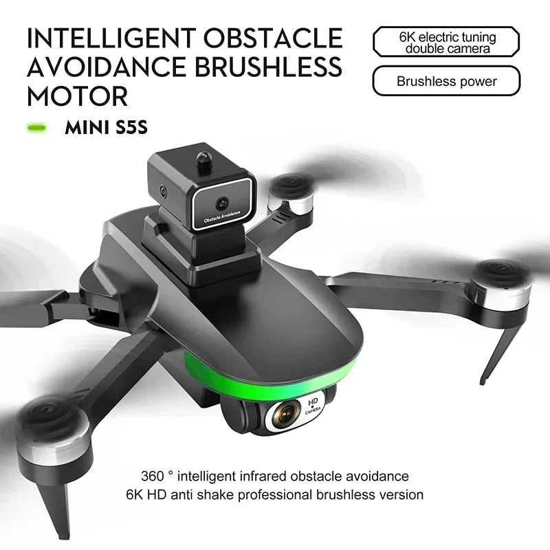 Mini S5S drone quadcopter 8K professional dual camera obstacle avoidance optical flow brushless motor RC drone foldable