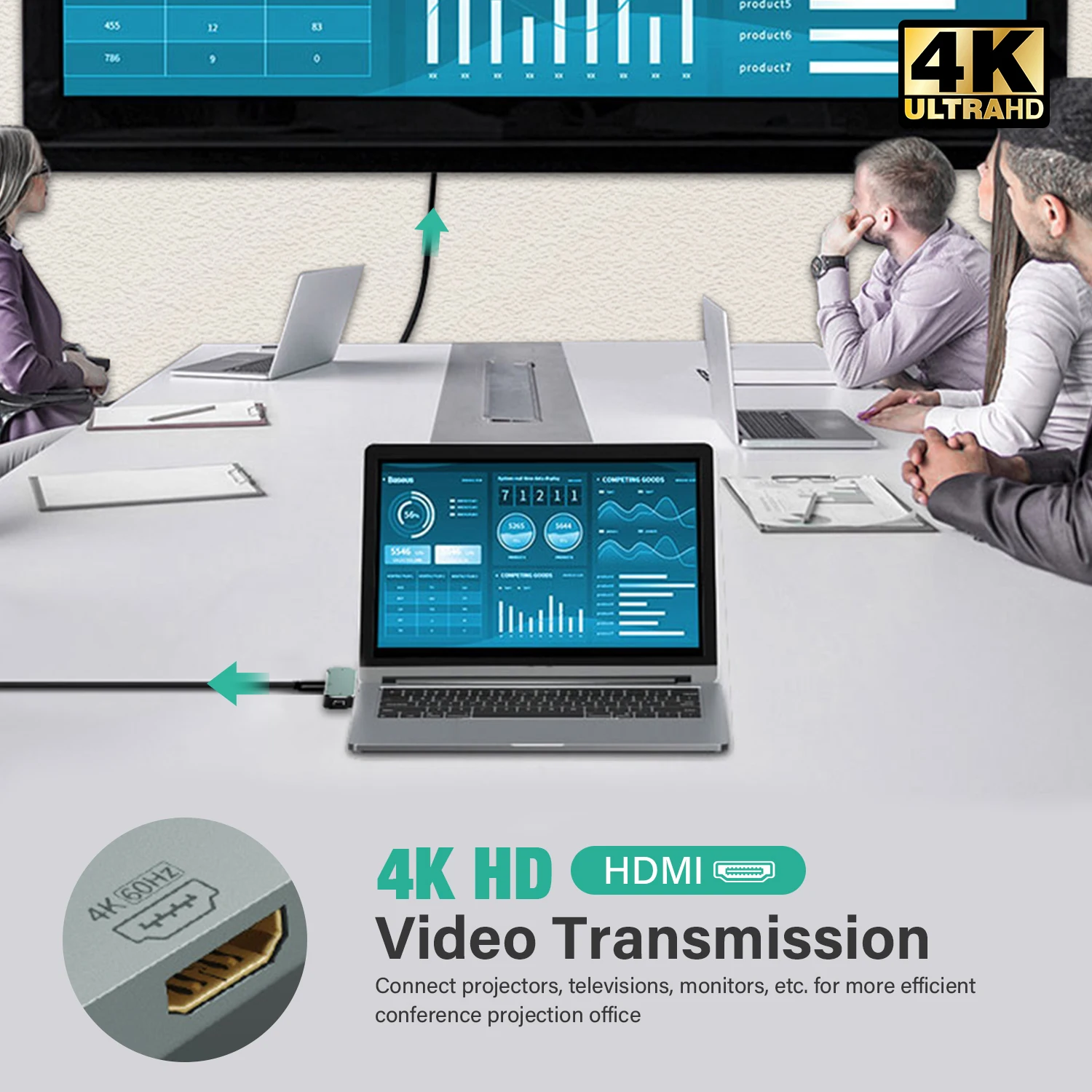 Ultra-Compact 4K HDMI USB-C Docking Station with 100W PD Fast Charging and High-Speed Data Transfer