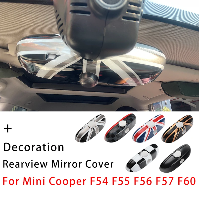 Car Interior Rearview Mirror Cover For MINI Cooper JCW S One F54 F55 F56 F57 F60 Rear Mirror Cap Shell Countryman Accessories