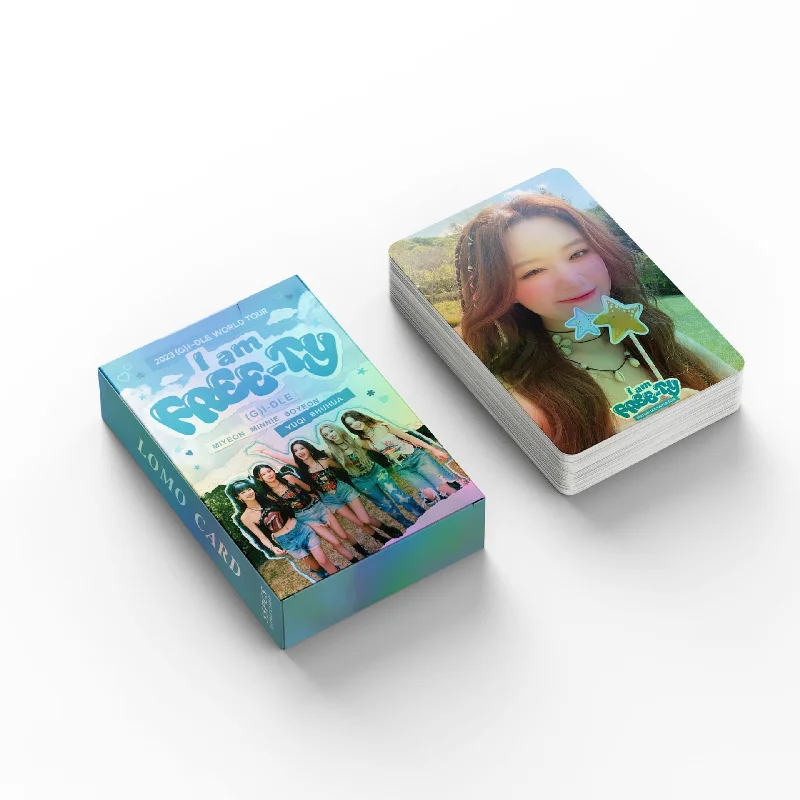 Kpop (G)I-DLE Laser Lomo Cards 55pcs/set I am FREE-TY HD Photo YUQI SHUHUA Fans Collection Gift