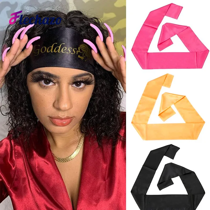 Seide Rand Wrap Kopf Wrap Perücke Griff Band 3 Stück weichen Satin Schal Mode Stirnbänder für Spitze Frontal Perücken Make-up Sport Yoga Gesichts – Detail 2