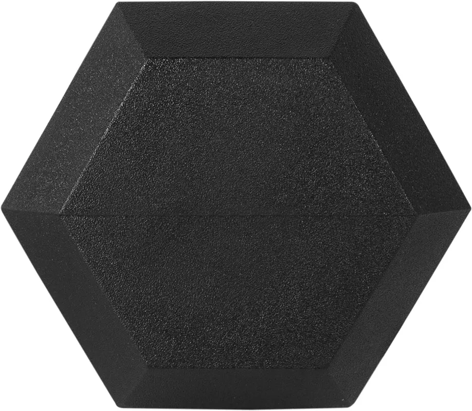 Rubber Encased Hex Dumbbell Multiple Sizes Hexagon shape rubber encased heads help prevent rolling and provide easier storage