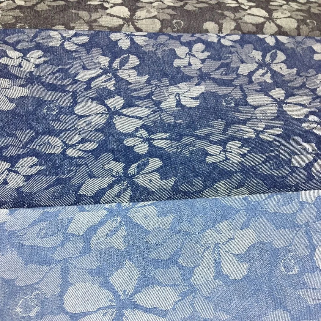 Blue Washed Denim Fabric Jacquard Stretch Fabric for Skirt Clothes and Coat Pants Handmade Diy Clothing