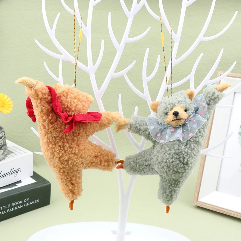 카와이 춤추는 곰 인형 방 머리맡 펜던트, 크리에이티브 인스 발레 곰 봉제 자동차 펜던트, 어린이 생일 선물, 1PC