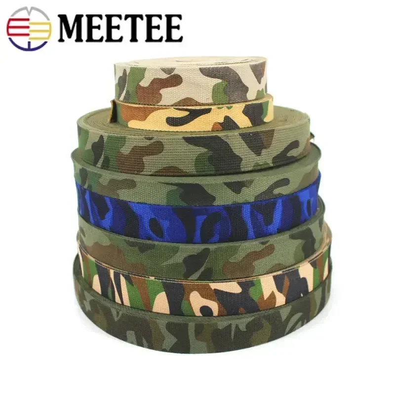 5Yards 25/30/38mm Camouflage Polyester Webbing Bag Strap Garment Ribbon Dog Collar Bias Binding Tapes DIY Sewing Accessories