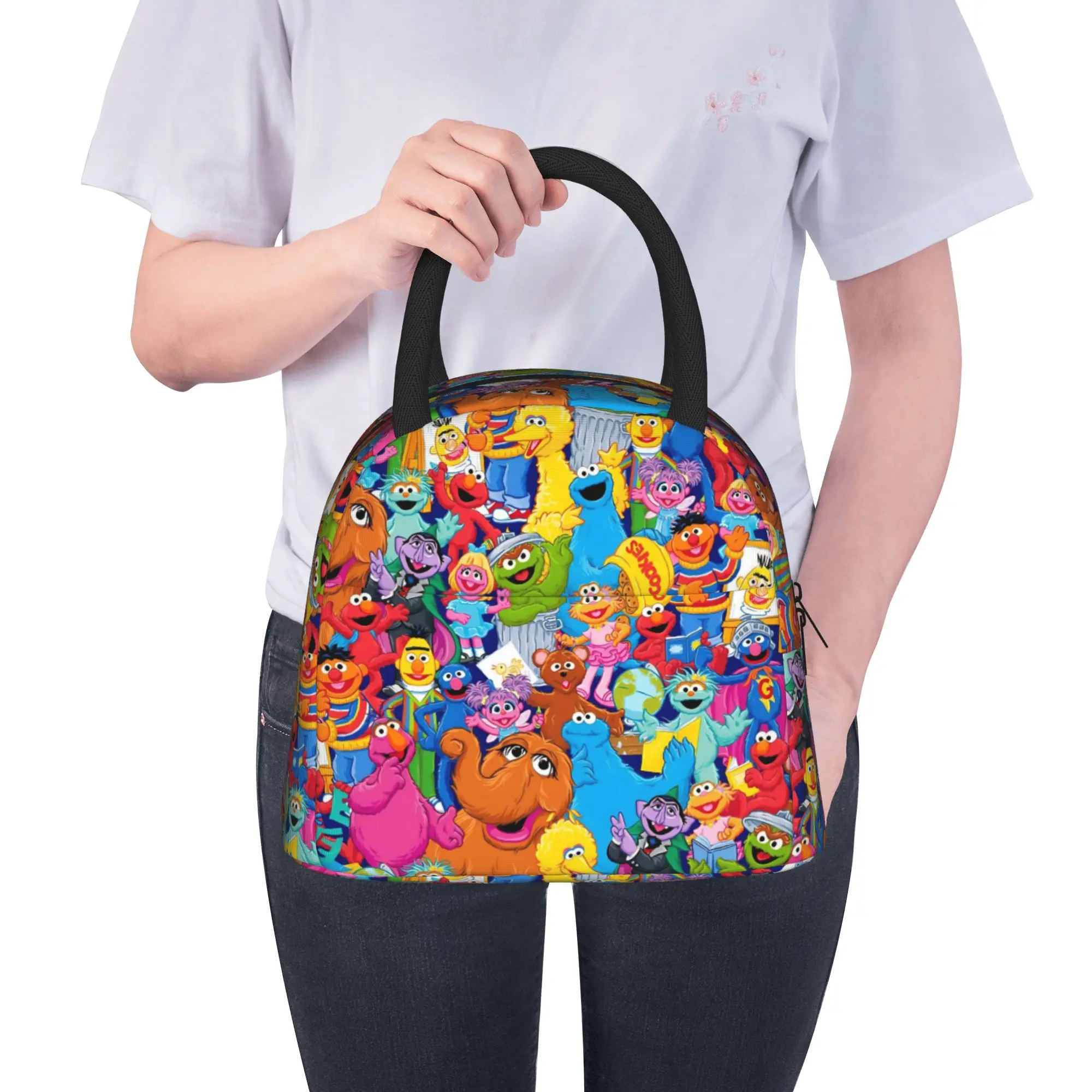 Sesames Streets Isolierte Lunchtasche, Thermotasche, wiederverwendbar, Essensbehälter, Elmo Friends, hohe Kapazität, Lunchbox, Tragetasche, Lebensmitteltasche, Arbeitstasche – Detail 8