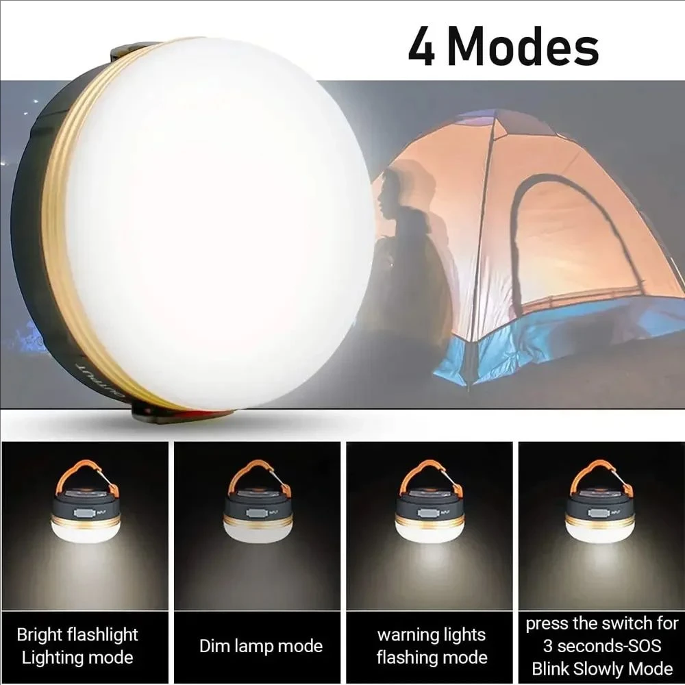 USB Rechargeable Portable Camping Tent Light 3 Modes Waterproof Outdoor Tent Lam