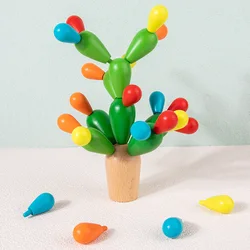 Wooden Stacking Rainbow Cactus Toy To Build and Stack Cactus Blocks To Balance Cactus Puzzle for Children Montessori Toys