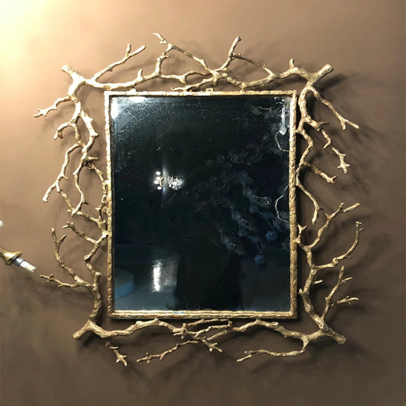 

High-end Custom Pure Copper Plus Glass Villa Wall Mirror Furniture And Hotel Bathroom Mirrors Decor Wall