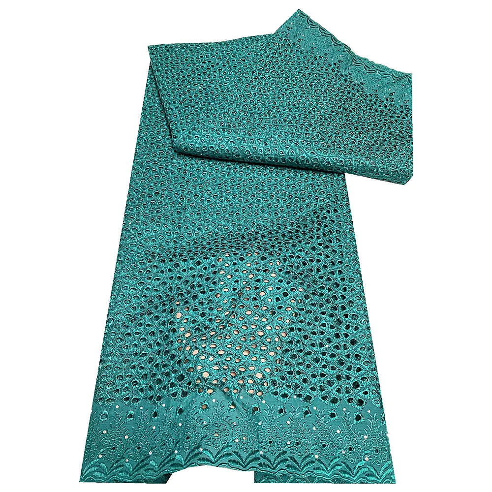 

2023 High Quality African Nigerian Cotton Lace Fabric with Sequins for Party Dress Sewing With Beads Stone 5Yards JH329-1