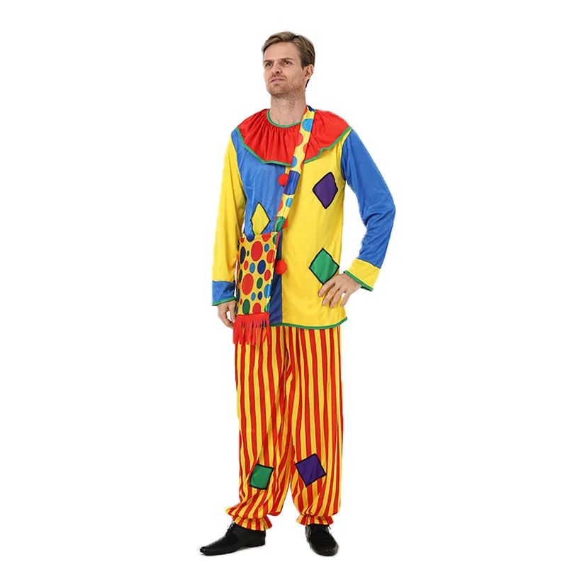 Halloween Circus Show Clown Costume Adult Men Clown Unisex Theme Party Cosplay Clothes Jumpsuit