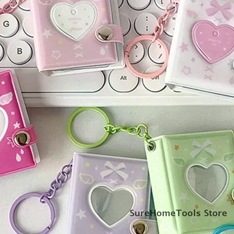 Pockets Portable Keychain Jewelry Photos Holder 1/2 Inch Mini Photo Albums For Photos Cards Small Album Book Photocard Holder