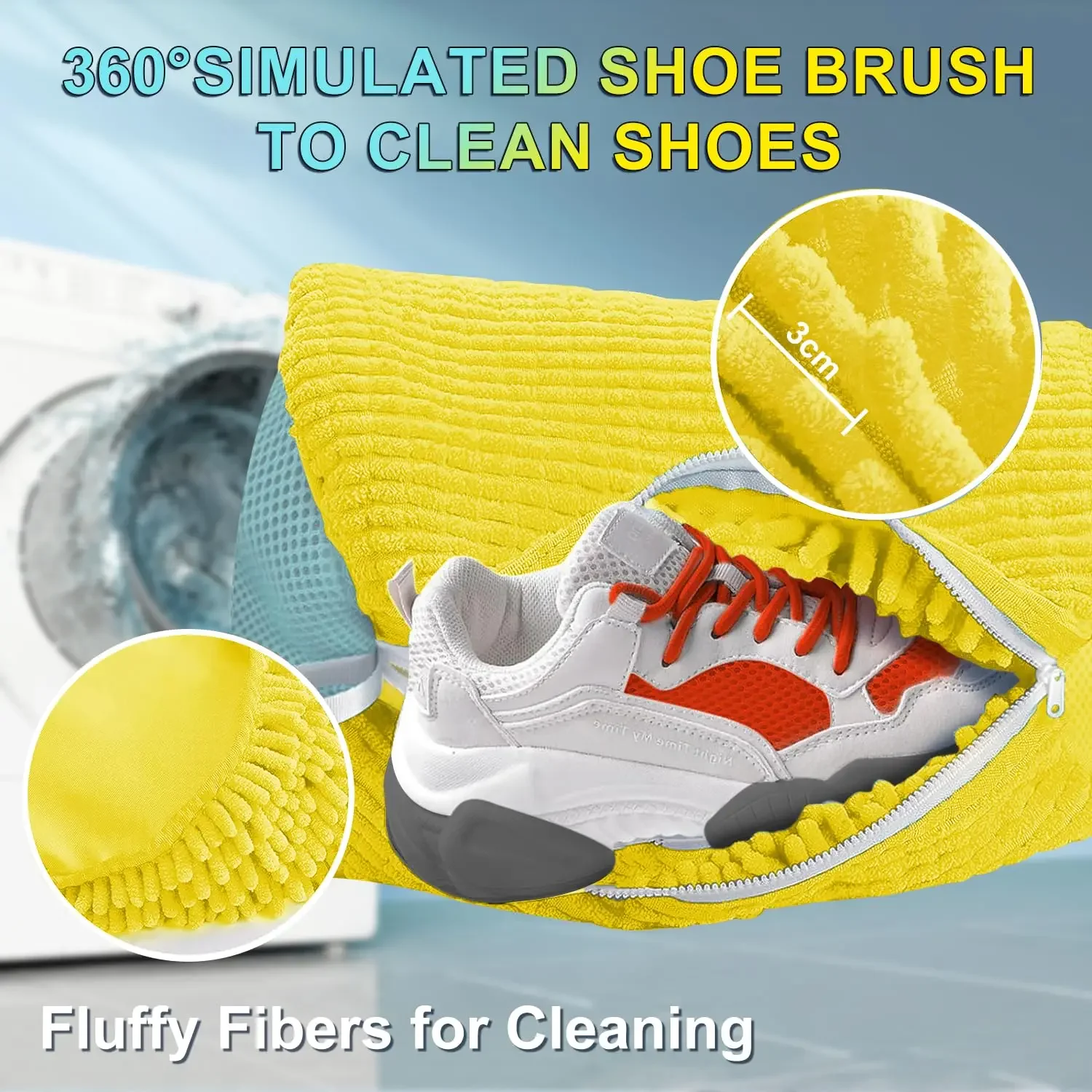 2Pc Cotton Laundry Bags with Zippers Closure for Shoe Washing, Shoe Cleaning and Drying - Friendly Shoe Laundry Bags Set 2