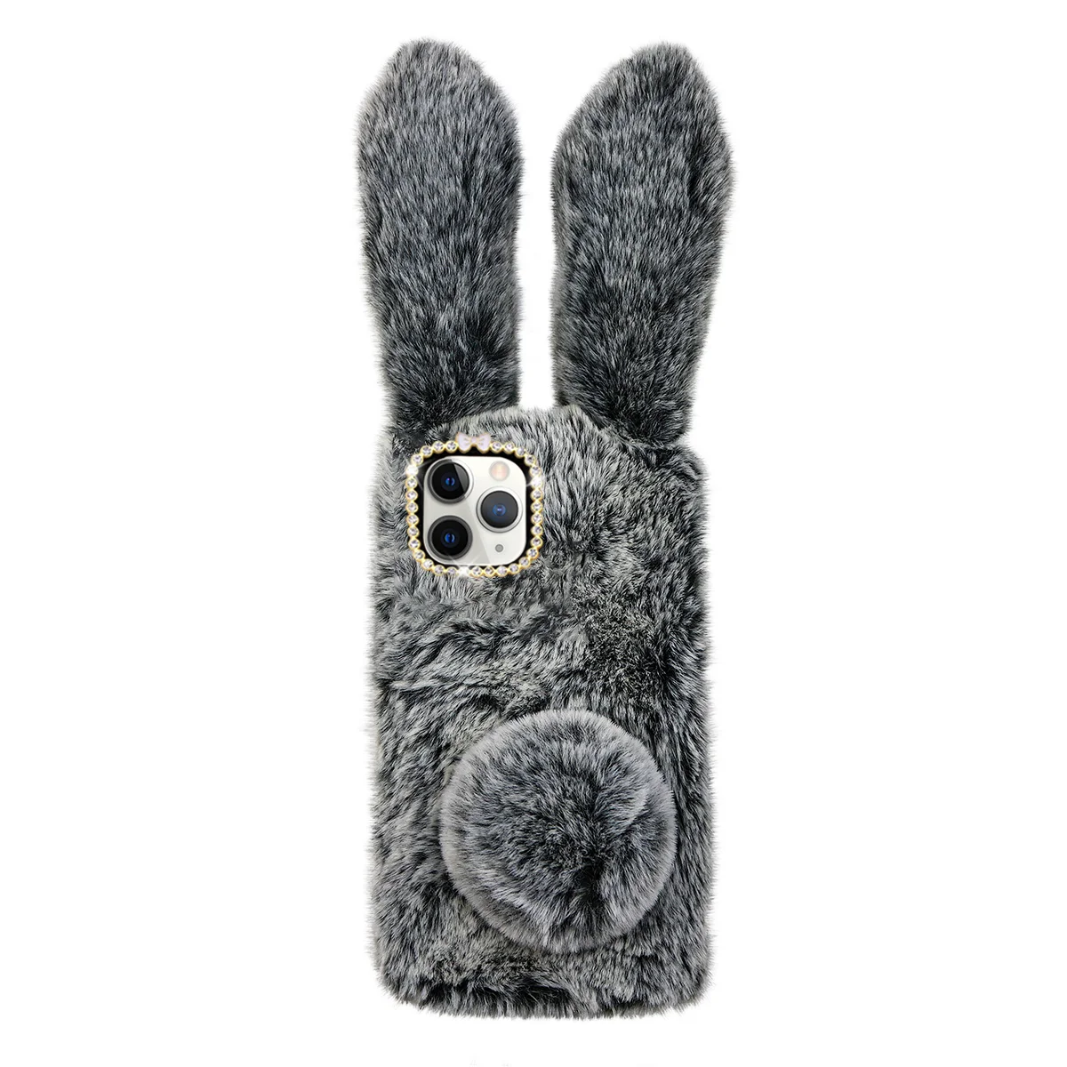 

Anti-fall Phone Cover Plush Rabbit Case Cute Shell Protective for 12 Diamond Warm Hands