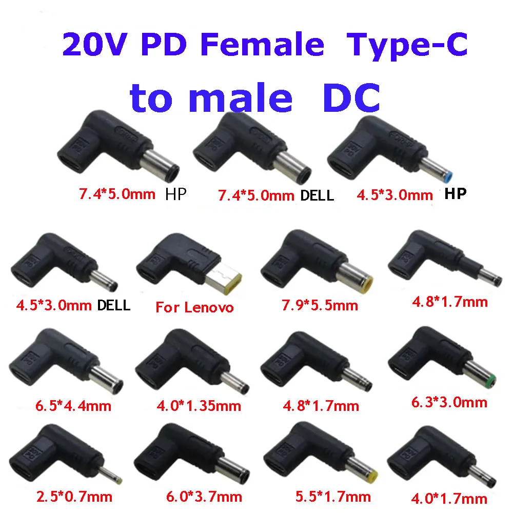 

PD 20V USB3.1 Type-C femmina a DC 2.5*0.7 4.0*1.35 male 100W laptop multifunctional PD power adapter
