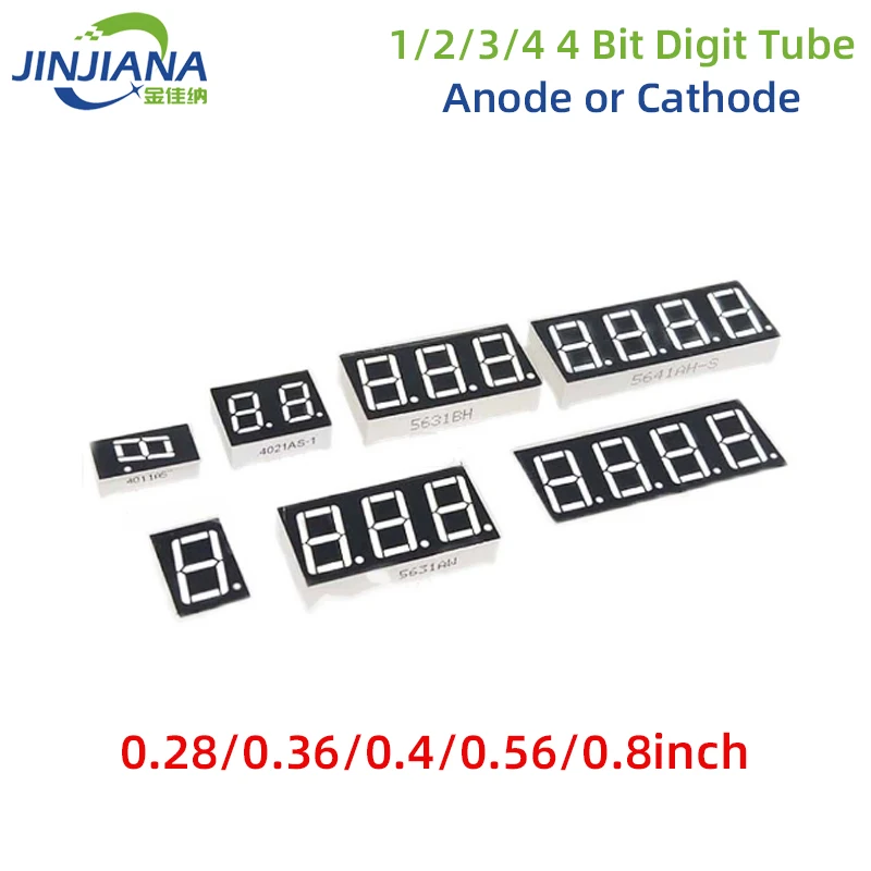 

5PCS 0.28/0.36/0.4/0.56/0.8inch Full Color Highligh LED Display 7 Segment 1/2/3/4 Bit Digit Tube Red Cathode / Anode Digital LED