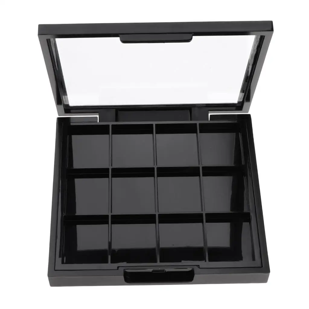 Empty Beauty Small Compact Eye Shadow Loose Storage Case, Black Travel Case with 12 Inner Slots