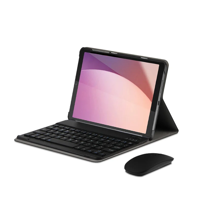 Custodia Con Tastiera Wireless Per Lenovo Tab M8 4th Gen 8" TB-300FU, Cover PU Con Supporto E Tastiera QWERTY Rimovibile, Nero