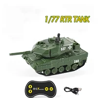 1/77 RTR RC Mini Tank German Panther Battle Tank 360°Rotation LED Light 2.4G Remote Control Model Toy for Children Gift 1