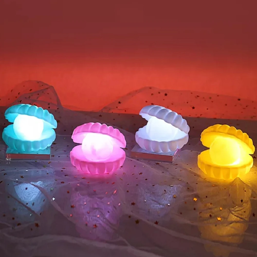 

Shell Pearl Night Light Fantasy Mermaid Fairy Bedside Lamp Shell Night Lamp Bedroom Home Decoration Birthday Xmas Gift