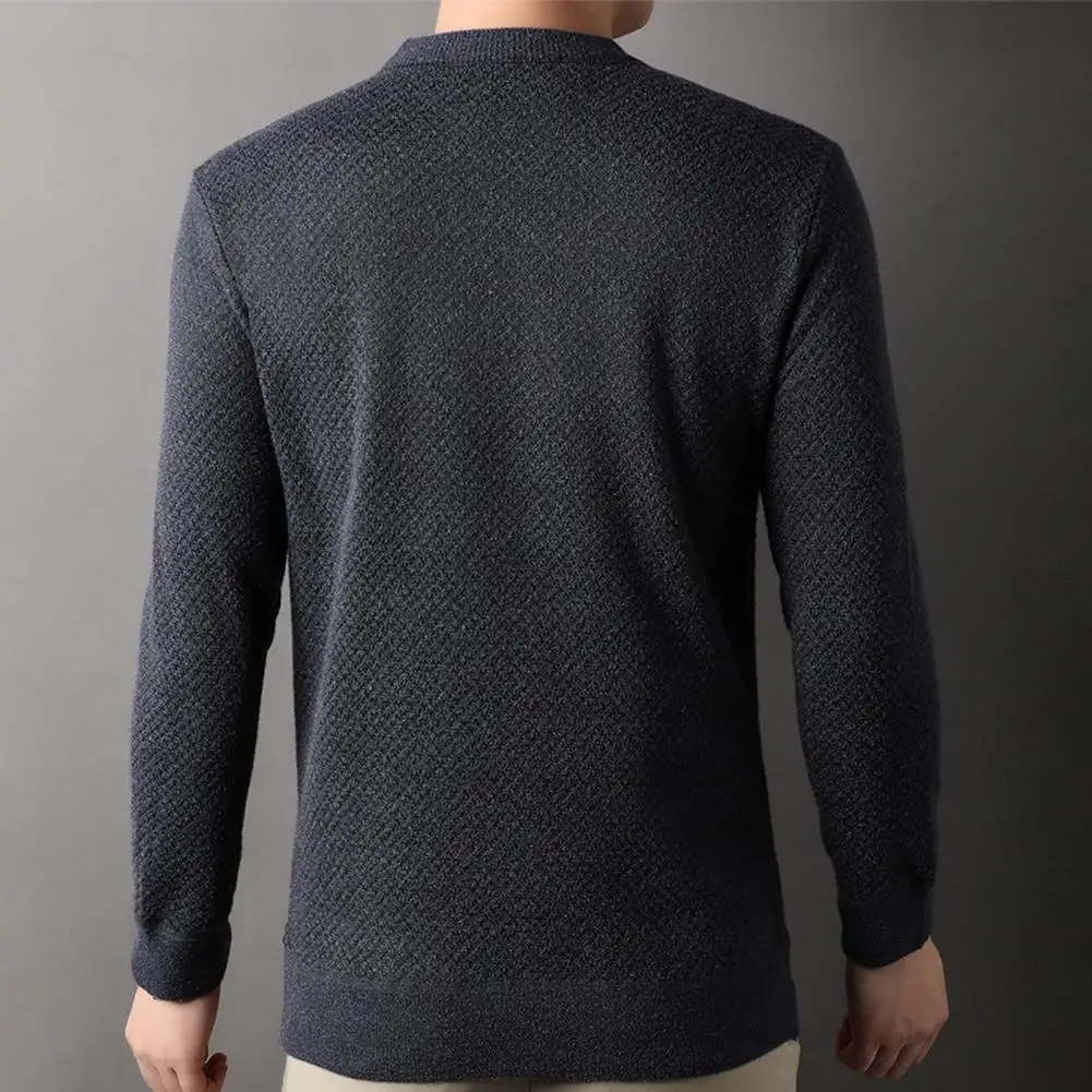 

Loose Fit Men Sweater Mid-length Casual Men's Sweater with Thickened Plush Solid Color Warm Long Sleeves for Fall Winter Men